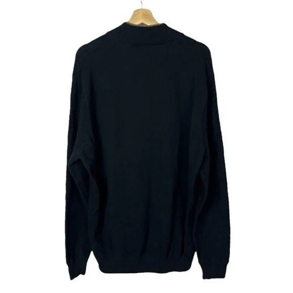 Robert Graham Black Textured Knit Quarter Zip Pullover Sweater XL - Picture 2 of 4